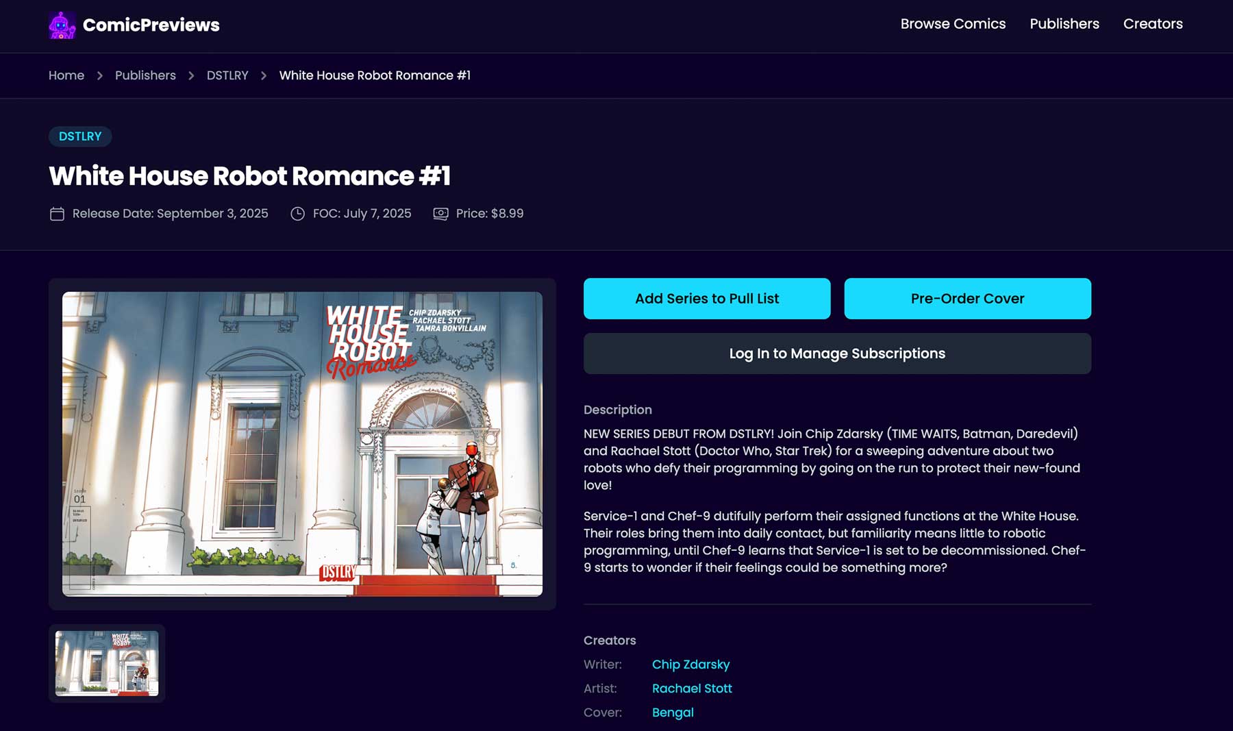 ComicPreviews.com Series Page Preview